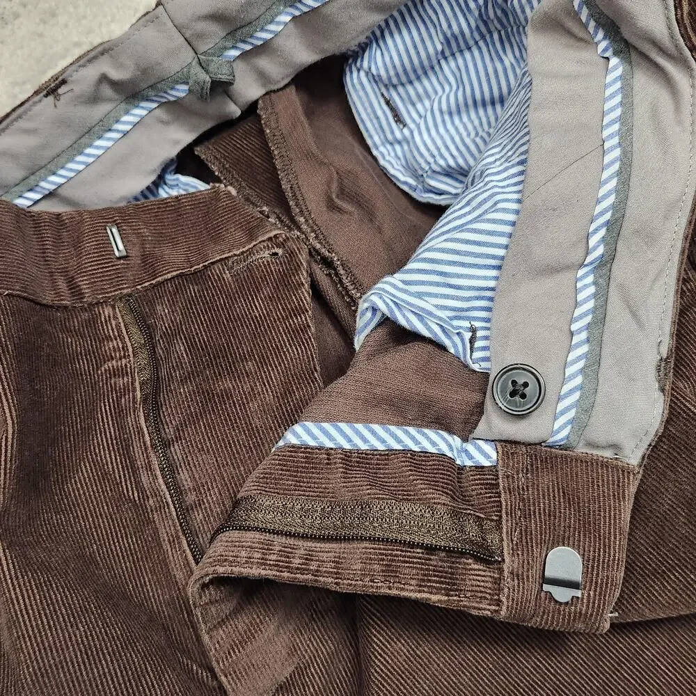 Lands End Pants Mens 35x27 Brown Corduroy Chino Classic Fit Stretch Casual